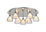 Giuseppe 62cm Round Flush With Curved Cone Glass (U), 9 Light G9, Polished Chrome/Iridescent/Opal/Silver