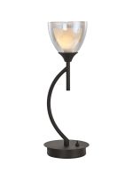 Giuseppe Vertical Table Lamp With Curved Cone Glass (U), 1 Light G9, Satin Black/Iridescent/Opal