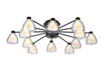 Giuseppe 93cm Semi Flush With Curved Cone Glass (U), 12 Light G9, Satin Black/Iridescent/Opal