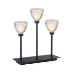 Giuseppe Rectangular Table Lamp Touch Switch With Curved Cone Glass (U), 3 Light G9, Satin Black/Iridescent/Opal