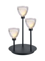 Giuseppe Round Table Lamp Touch Switch With Curved Cone Glass (U), 3 Light G9, Satin Black/Iridescent/Opal