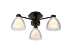 Giuseppe 45.5cm Semi Flush With Curved Cone Glass (U), 3 Light G9, Satin Black/Iridescent/Opal