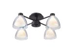 Giuseppe 48cm Semi Flush With Curved Cone Glass (U), 4 Light G9, Satin Black/Iridescent/Opal