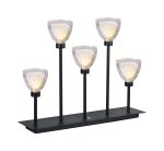 Giuseppe Rectangular Table Lamp Touch Switch With Curved Cone Glass (U), 5 Light G9, Satin Black/Iridescent/Opal