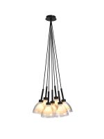 Giuseppe 23cm 1.5m Cluster Pendant With Curved Cone Glass (U), 7 Light G9, Satin Black/Iridescent/Opal