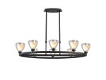 Giuseppe Oval Cartwheel Pendant With Curved Cone Glass (U), 8 Light G9, Satin Black/Iridescent/Opal