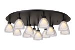 Giuseppe 82cm 80cm Round Flush With Curved Cone Glass (U), 13 Light G9, Satin Black/Iridescent/Opal