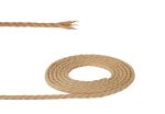 Briciole 1m Jute Brown Braided Twisted 3 Core 0.75mm Cable VDE Approved (qty ordered will be supplied as one continuous length)