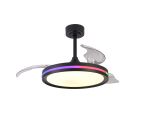 Rafaga 50W LED Dimmable White/RGB Ceiling Light With Built-In 30W DC Fan With Single Speed Reverse, Remote 3000-6500K, 5400lm, Black, 5yrs Wty
