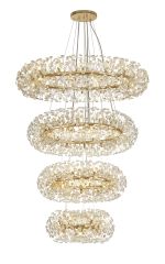 Hiphonic 4 Tier 60cm + 80cm + 100cm + 120cm Pendant, 12 + 20 + 26 + 30 Light G9 French Gold/Crystal, Item Weight: 46kg