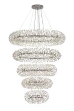 Hiphonic 5 Tier 60cm + 80cm + 100cm + 120cm + 140cm Pendant, 12 + 20 + 26 + 30 + 36 Light G9 Polished Chrome/Crystal, Item Weight: 67kg
