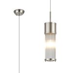 Toscano 1 Light Glass Rod Single Pendant, E14, IP44, Polished Nickel/Clear Glass Rods