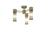 Toscano 3 Light Glass Rod Semi Flush, E14, IP44, Antique Brass/Clear Glass Rods