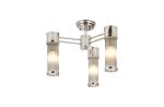 Toscano 3 Light Glass Rod Semi Flush, E14, IP44, Polished Nickel/Clear Glass Rods