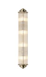 Toscano 4 Light Glass Rod Wall, G9, IP44, Antique Brass/Clear Glass Rods
