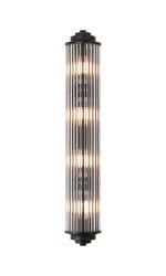 Toscano 4 Light Glass Rod Wall, G9, IP44, Satin Black/Clear Glass Rods