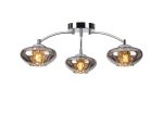Zarza 55.5cm Flush Ceiling Light, 3 Light G9, Polished Chrome/Smoked Glass/Clear Crystal