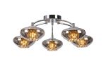 Zarza 55.5cm Flush Ceiling Light, 5 Light G9, Polished Chrome/Smoked Glass/Clear Crystal