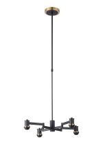 Erdi 61cm Swing Arm Telescopic Pendant (FRAME ONLY), 4 Light E14, Brass/Satin Black