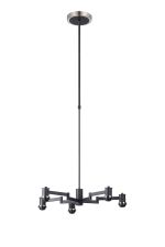 Erdi 61cm Swing Arm Telescopic Pendant (FRAME ONLY), 5 Light E14, Satin Nickel/Satin Black