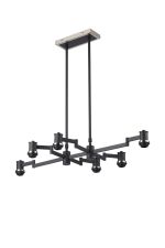 Erdi Swing Arm Telescopic Linear Pendant (FRAME ONLY), 6 Light E14, Satin Nickel/Satin Black