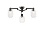 Erdi 60cm Swing Arm Flush Ceiling, 3 Light E14, Satin Nickel/Satin Black/Clear Twisted Cylinder Glass