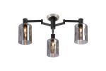 Erdi 59cm Swing Arm Flush Ceiling, 3 Light E14, Satin Nickel/Satin Black/Smoke Uniform Dimple Cylinder Glass