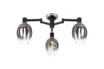 Erdi 61cm Swing Arm Flush Ceiling, 3 Light E14, Satin Nickel/Satin Black/Smoke Fade Wine Glass Glass