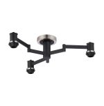Erdi 62cm Swing Arm Flush Ceiling (FRAME ONLY), 3 Light E14, Satin Nickel/Satin Black