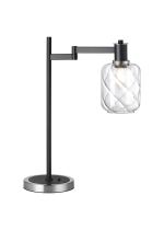 Erdi Swing Arm Table Lamp 1 Light E14, Satin Nickel/Satin Black/Clear Twisted Cylinder Glass