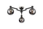 Erdi 62cm Swing Arm Flush Ceiling, 3 Light E14, Satin Nickel/Satin Black/Smoke Plated Round Segment Glass