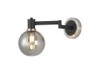 Erdi Adjustable Swing Arm Wall Light 1 Light E14, Satin Nickel/Satin Black/Smoke Plated Round Segment Glass