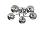 Gana 50cm Semi Flush Ceiling Round, 5 Light G9, IP44, Polished Chrome/Smoke Smooth Round Glass