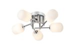 Gana 50cm Semi Flush Ceiling Round, 5 Light G9, IP44, Polished Chrome/Opal Smooth Tubular Glass