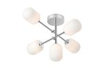 Gana Semi Flush Ceiling Tiered Adjustable Arms, 5 Light G9, IP44, Polished Chrome/Opal Smooth Tubular Glass