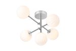 Gana Semi Flush Ceiling Tiered Adjustable Arms, 5 Light G9, IP44, Polished Chrome/Opal Round Segment Glass