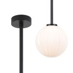 Gana 12cm Telescopic Pendant, 1 Light G9, IP44, Satin Black/Opal Round Segment Glass