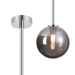 Gana 12cm Telescopic Pendant, 1 Light G9, IP44, Polished Chrome/Smoke Smooth Round Glass