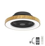 Tibet 65cm 70W LED Dimmable Ceiling Light With 35W Fan With Single Speed Reverse Remote, APP & Alexa/Google Voice, 7700lm, Wood Effect/Black