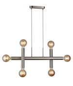 Vienta 3 Arm 6 Light Linear Adjustable Pendant/Semi Flush E27, Satin Nickel, Lamps Not Included,