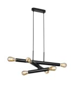 Vienta 3 Arm 6 Light Horizontal Adjustable Pendant E27, Satin Black, Lamps Not Included,