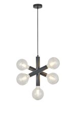 Vienta 3 Arm 5 Light Vertical Adjustable Pendant E27, Satin Black, Lamps Not Included,
