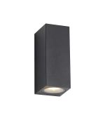 Tomar Rectangle Wall Lamp, 2 x GU10, IP54, Sand Black