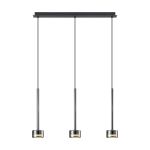 Tonic Linear Pendant, 3 Light, With Replaceable 12W LEDs, 3000K, Chrome/Black/Chrome Glass