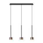 Tonic Linear Pendant, 3 Light, With Replaceable 12W LEDs, 3000K, Copper/Black/Copper Glass