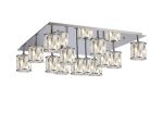 Fonte Square 13 Light G9 Flush Light Polished Chrome / Clear Crystal Shade, Item Weight: 21.1kg