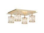 Fonte Square 4 Light G9 40cm Flush Light French Gold / Clear Crystal Shade