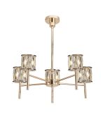 Fonte 55.5cm 5 Light G9 Telescopic/Semi Flush French Gold / Clear Crystal Shade