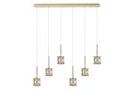 Fonte 6 Light G9 2m Linear Pendant French Gold / Clear Crystal Shade