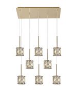 Fonte 8 Light G9 2m Rectangle Multiple Pendant French Gold / Clear Crystal Shade